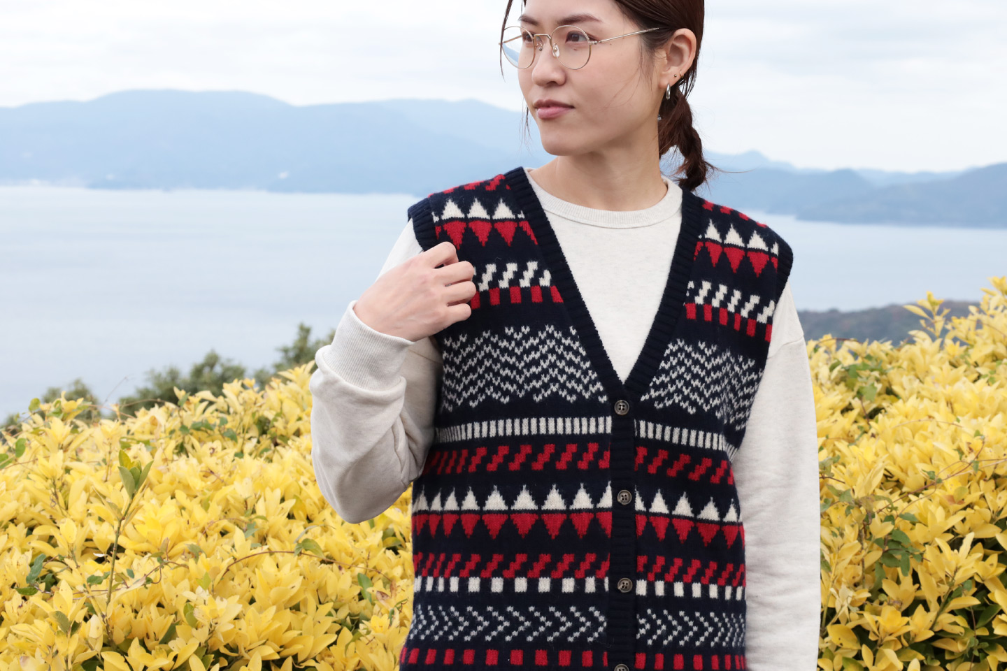 ウールジャガードベスト