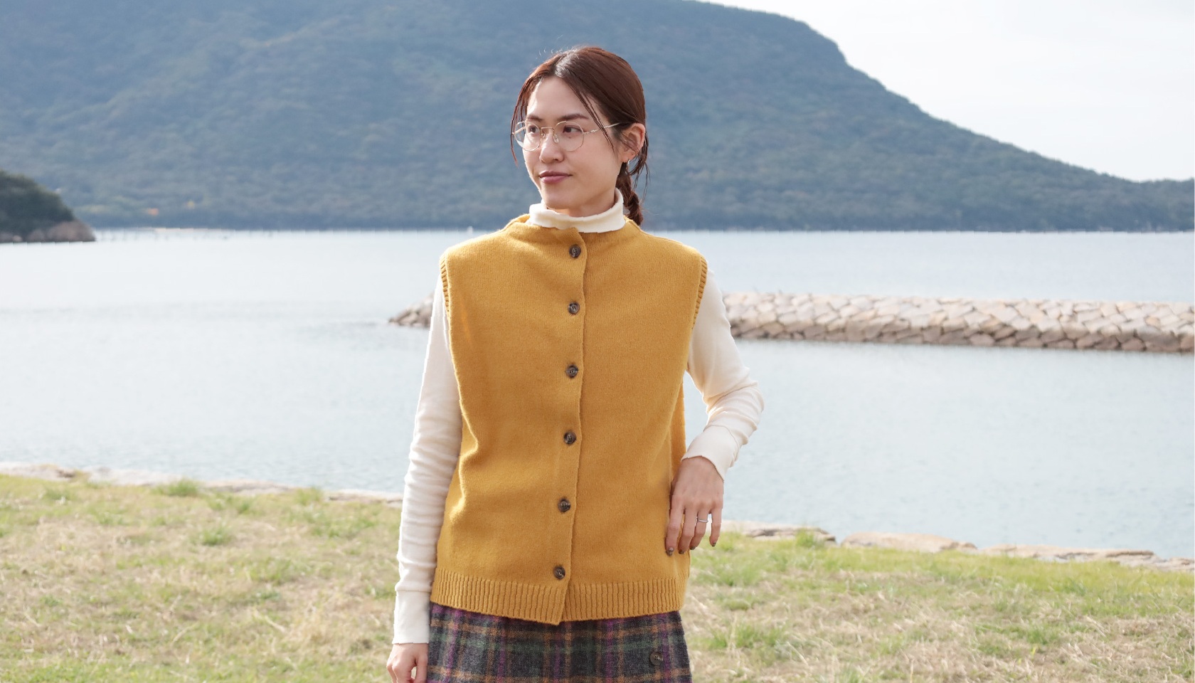 ウールニット前あきベスト