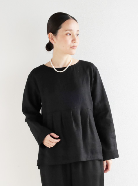 リトアニアリネンタック切替ブラウス