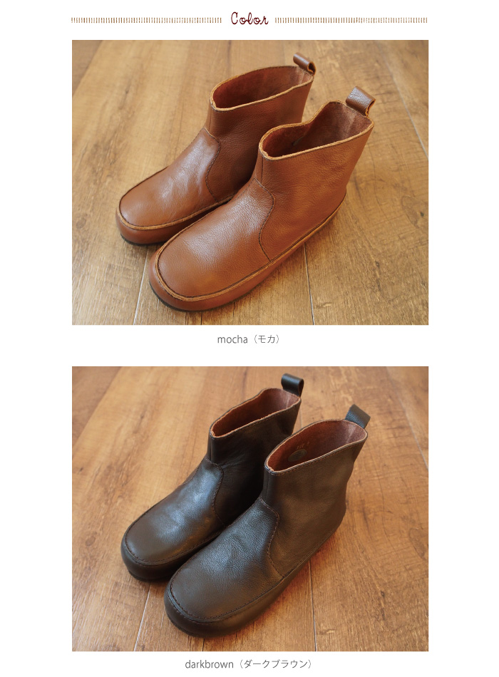 blute レザーモカシンショートブーツ