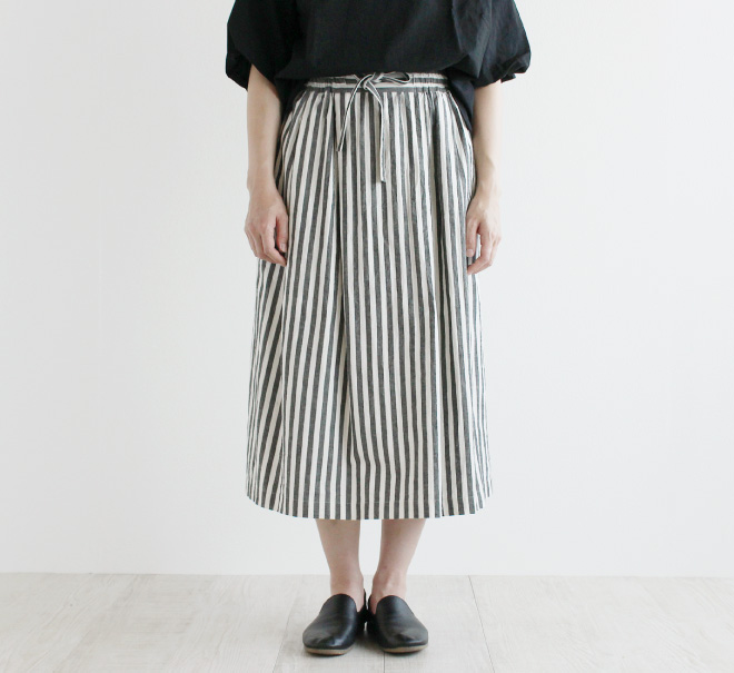 綿麻ウエストリボンスカート