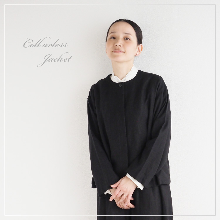 リトアニアリネンノーカラージャケット