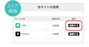 他サイトID連携　LINEを連携するをクリック