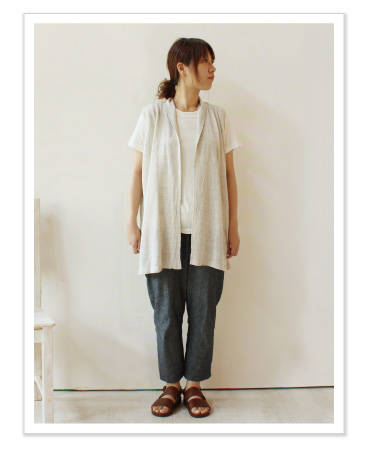 n.o.f.l リネンニットジレ コーディネイト01