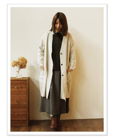 n.o.f.l コットンリネンウールロングカーディガン コーディネイト
02