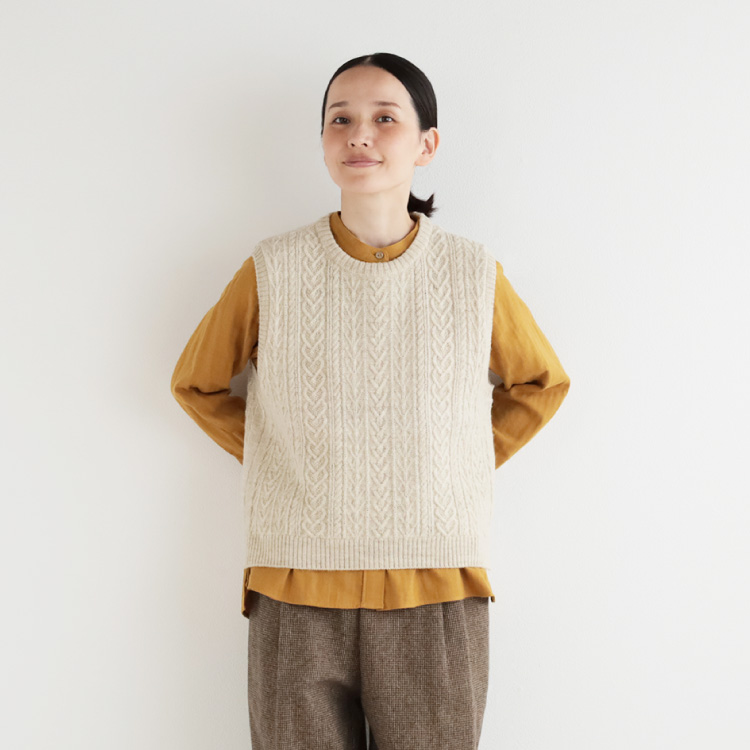 nofl】ウールリネンアラン柄ベスト 644003820 | ナチュラル服通販