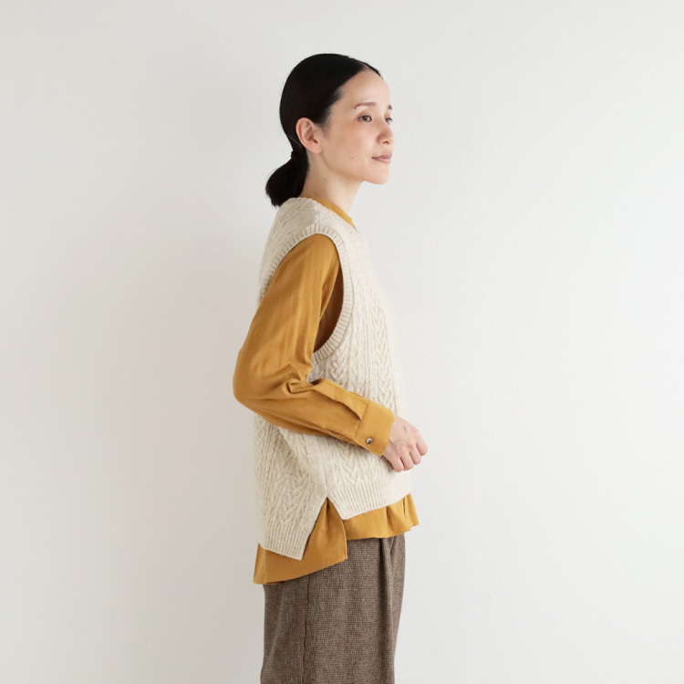 nofl】ウールリネンアラン柄ベスト 644003820 | ナチュラル服