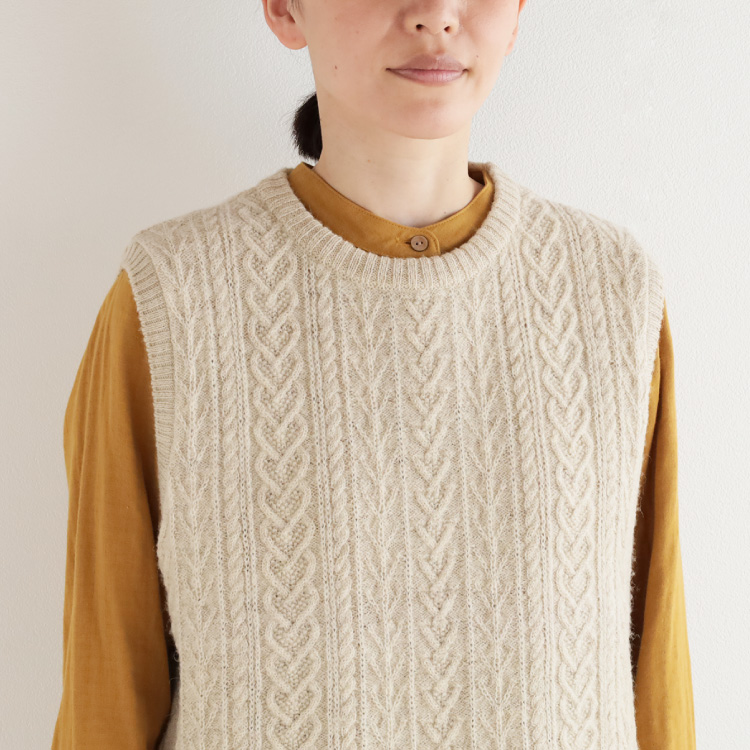 nofl】ウールリネンアラン柄ベスト 644003820 | ナチュラル服通販