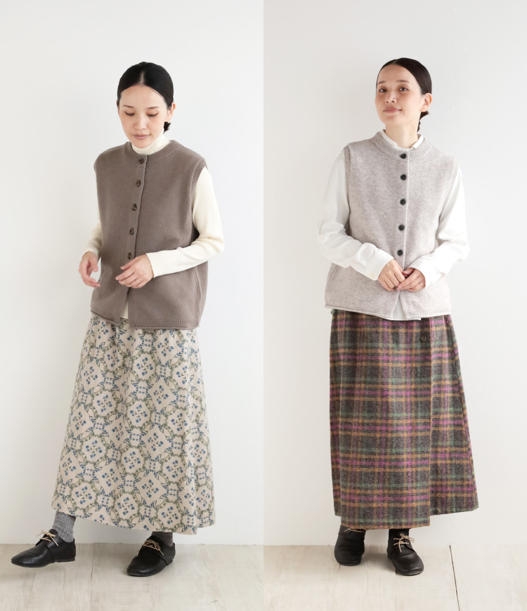 柄物スカートとのコーディネート