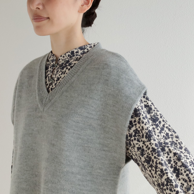 ヘンプル nofl】アルパカウールVネックベスト 644004040 | ナチュラル服通販