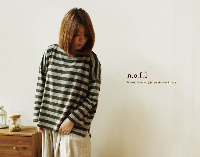 n.o.f.l ウールリネンボーダープルオーバー