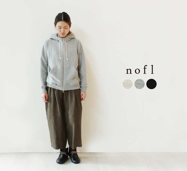 nofl 吊り編み裏毛ジップパーカー
