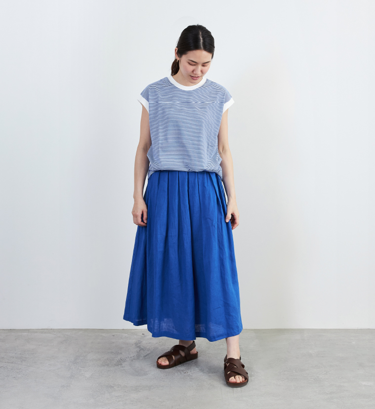 nofl コットンボーダーノースリーブTシャツ