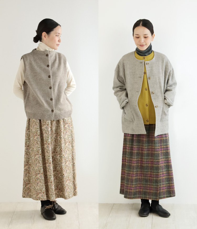 カーデとのコーディネート、サロペットとのコーディネート