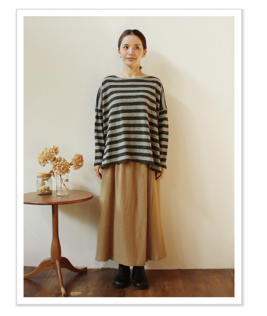 n.o.f.l コットンリネンウールラップパンツ コーディネイト01