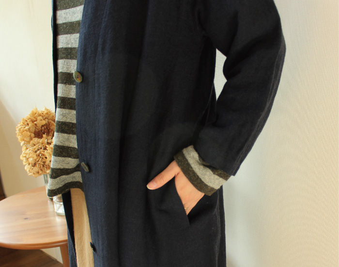 n.o.f.l コットンリネンウールロングカーディガン