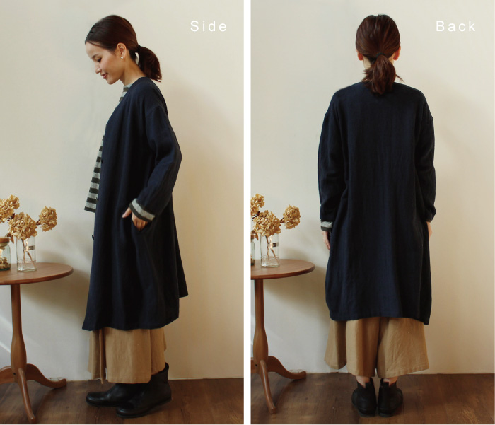 n.o.f.l コットンリネンウールロングカーディガン