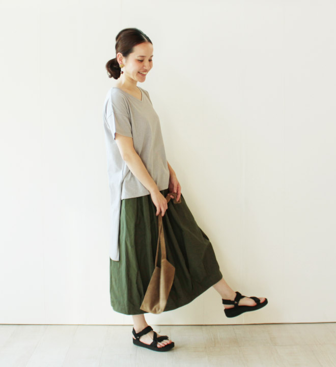 nofl 綿麻バックサテンバルーンスカート