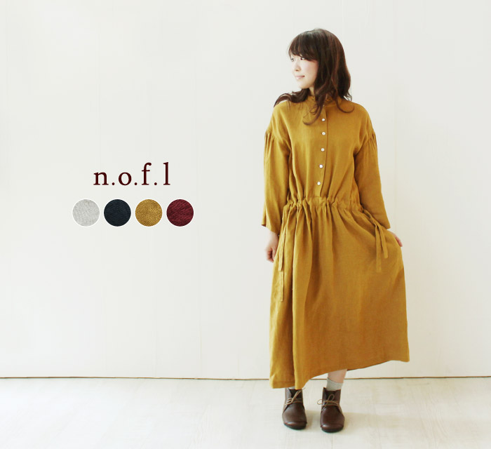 nofl リトアニアリネン8分袖ワンピース