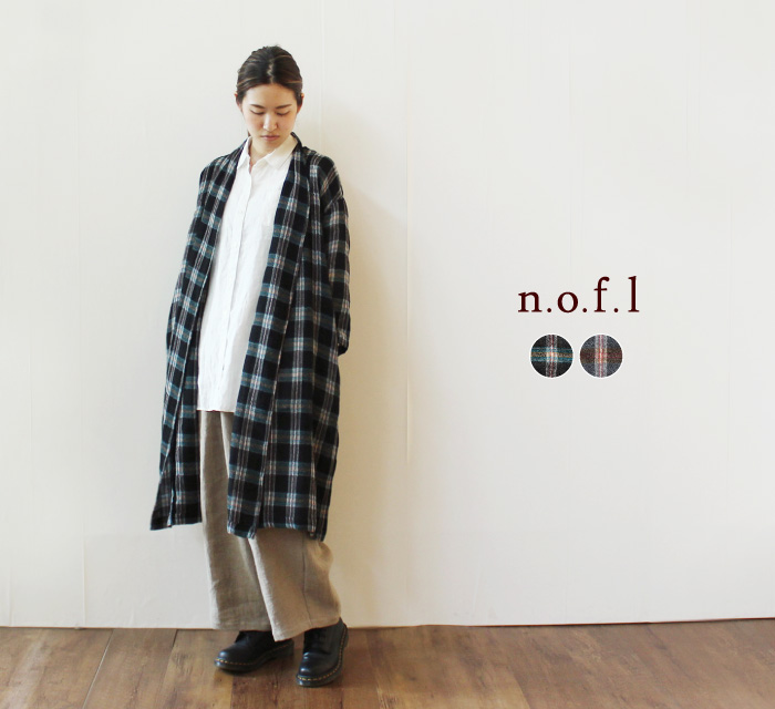 Nofl 尾州ウールチェックガウン ナチュラル服通販サイト Nofl