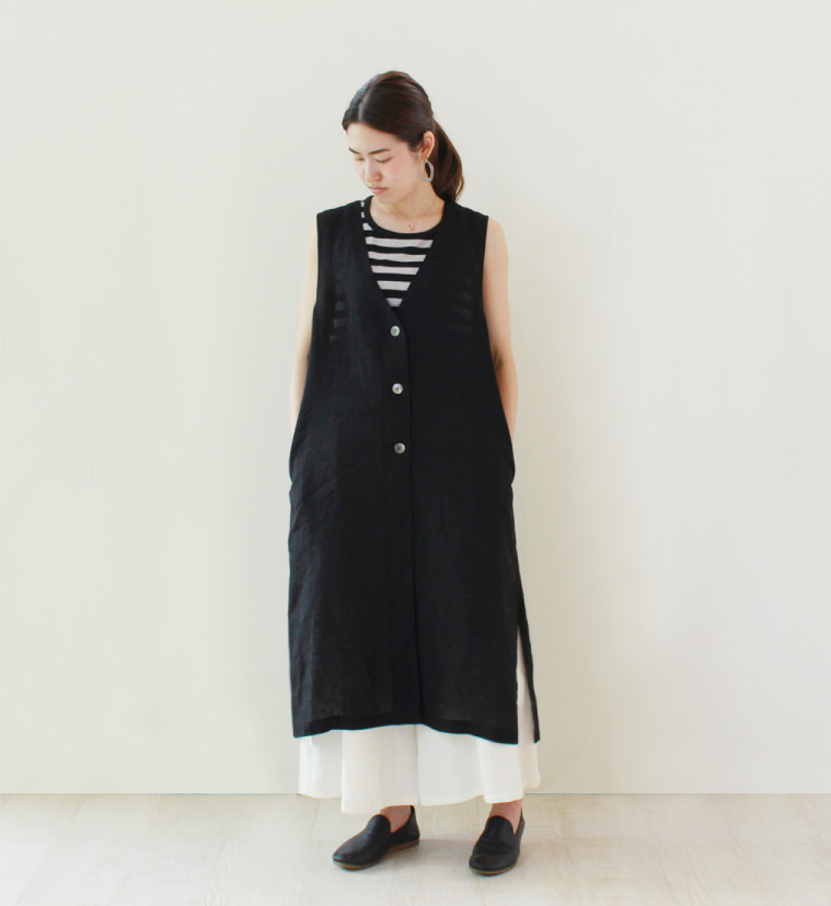 nofl リネンビスコースワイドパンツ