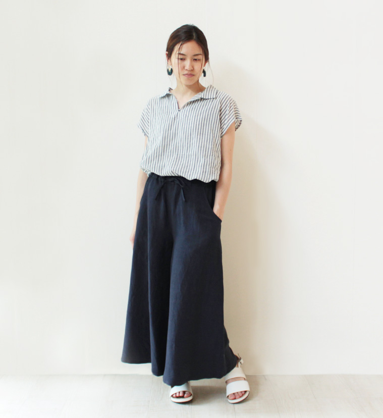 nofl リネンビスコースワイドパンツ