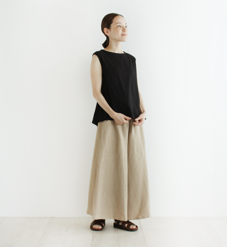 nofl リネンビスコースワイドパンツ