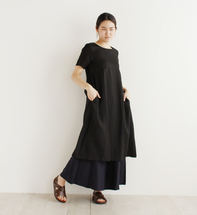 nofl リネンビスコースワイドパンツ