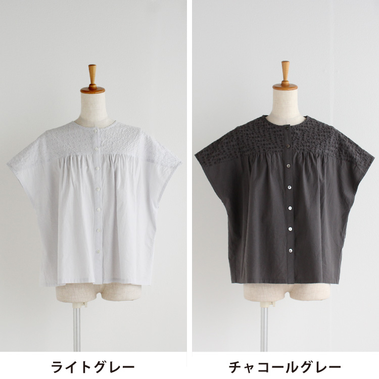 【完売品】ノフル　リネン コットン　レース切替え フレンチ ブラウス 日本製 完売品】ノフル リネン コットン レース切替え フレンチ