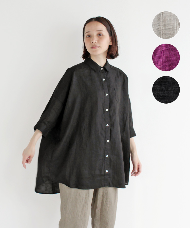【nofl】リトアニアリネンビッグシャツ