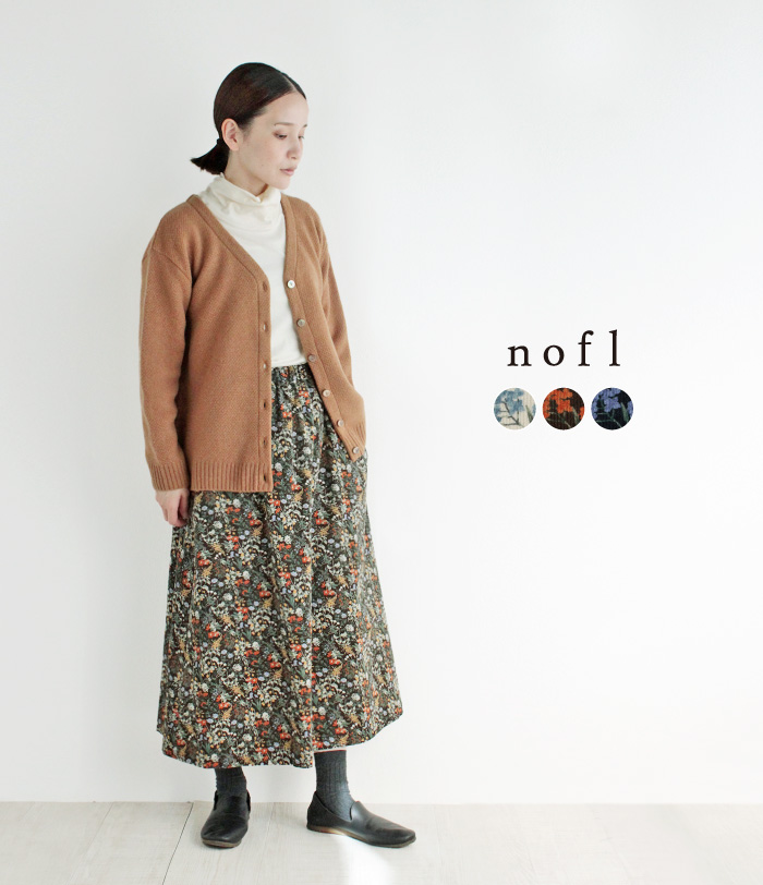 nofl コットン起毛花柄Aラインスカート