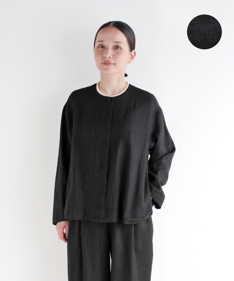 【nofl】リトアニアリネンノーカラージャケット