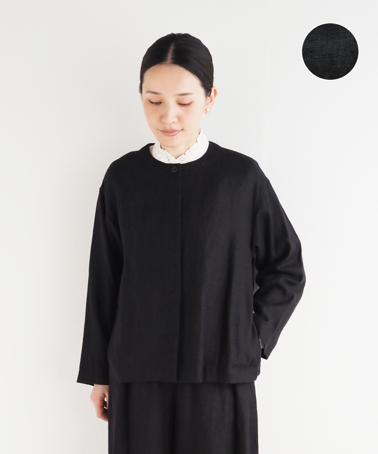 【nofl】リトアニアリネンノーカラージャケット
