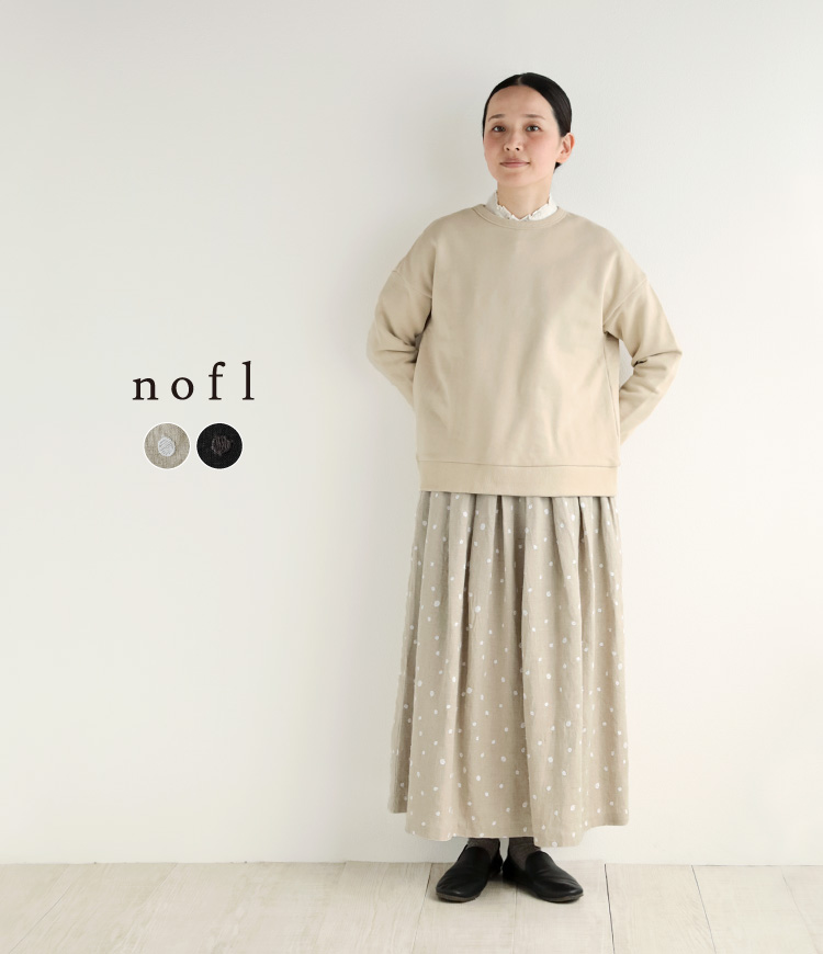 nofl リネンドット刺繍タックスカート