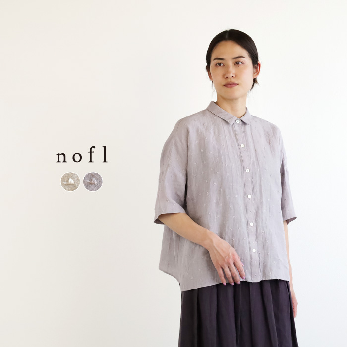 nofl リネンサンカク刺繍襟付きブラウス