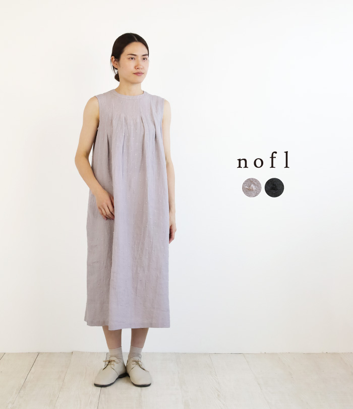 nofl リネンサンカク刺繍ノースリーブワンピース