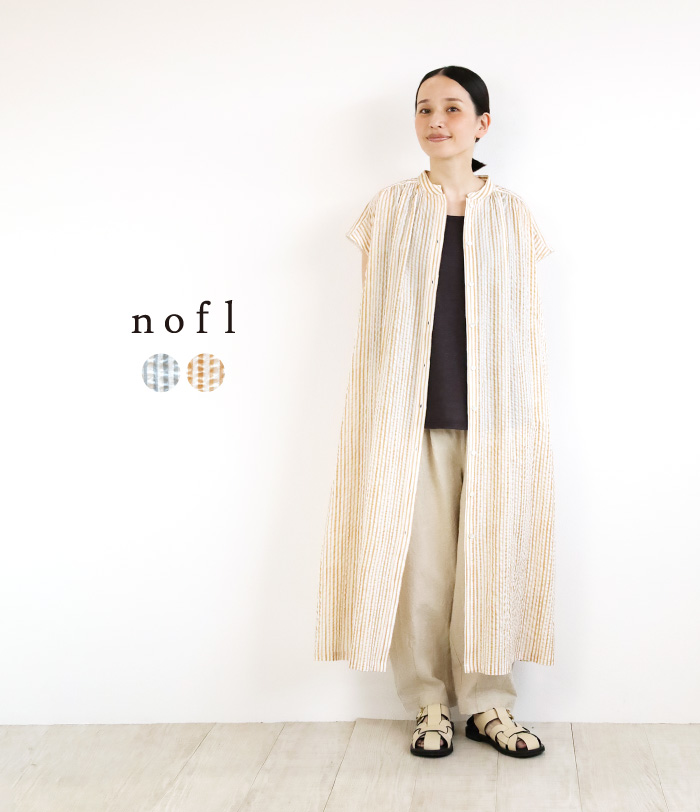nofl リップルストライプギャザーワンピース