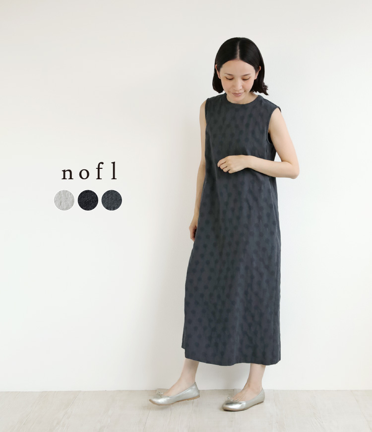nofl】コットンリネンジャガードノースリーブワンピース