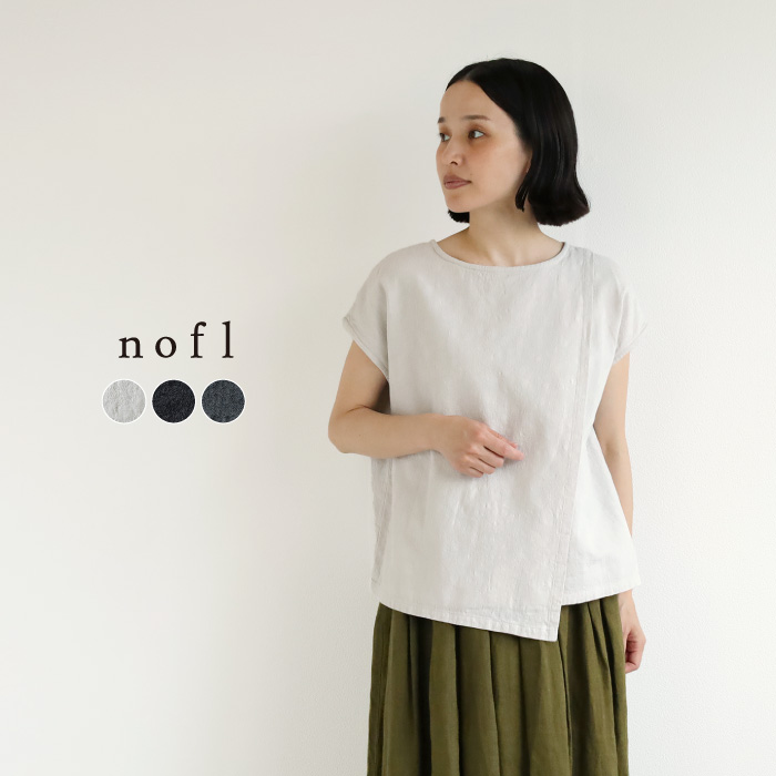 nofl コットンリネンジャガードノースリーブブラウス