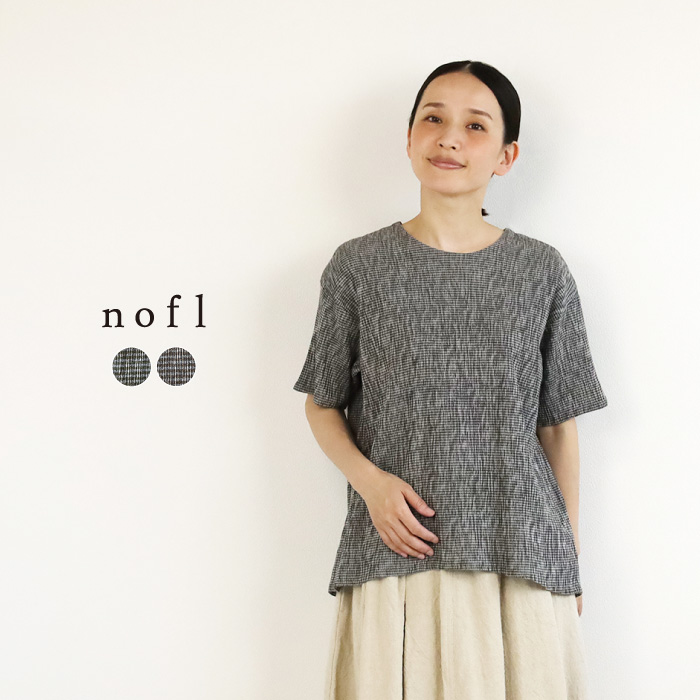 nofl 高島ちぢみクルーネックブラウス
