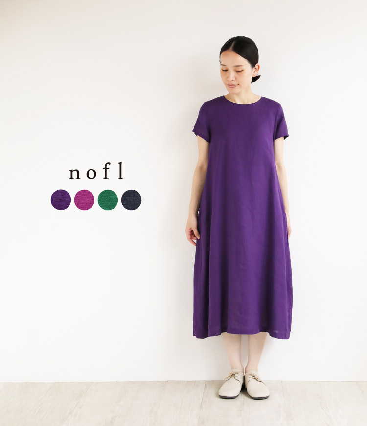 【nofl】リトアニアリネン　半袖　ショート丈ワンピース　M-L　黒　日本製 nofl】リトアニアリネン 半袖 ショート丈ワンピース M-L 黒 日本製