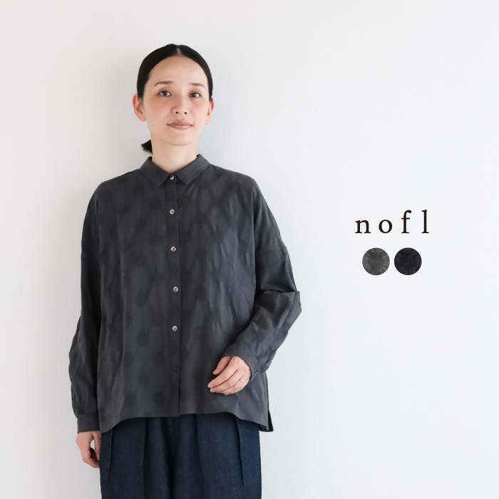 nofl ドットジャガードちび襟ブラウス