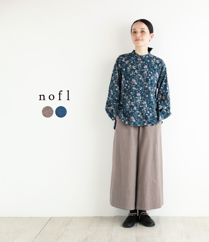 nofl コットンリネンオリーブオイル仕上げワイドパンツ