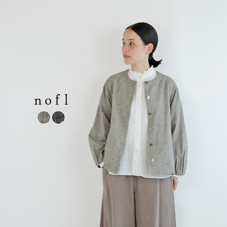 nofl】コットンリネン刷毛目チェックジャケット 644210940