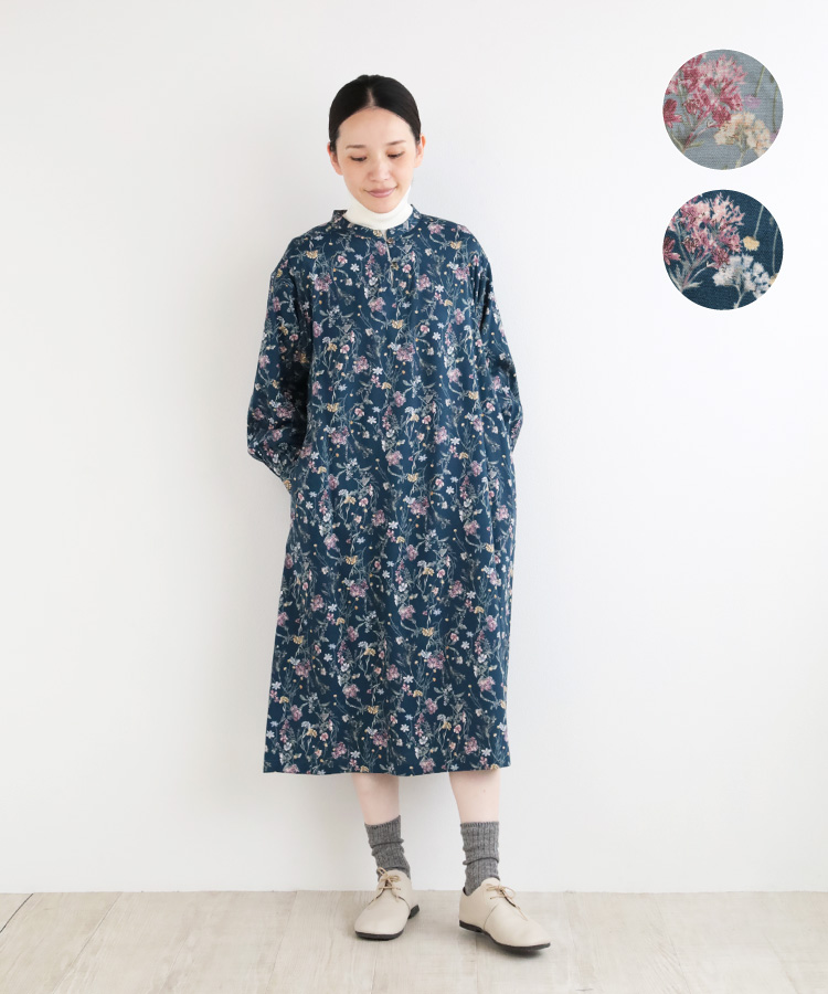 【nofl】コットンレーヨンウールボタニカル
ワンピース