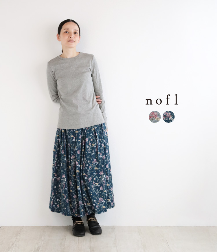 nofl コットンレーヨンウールボタニカルタックスカート