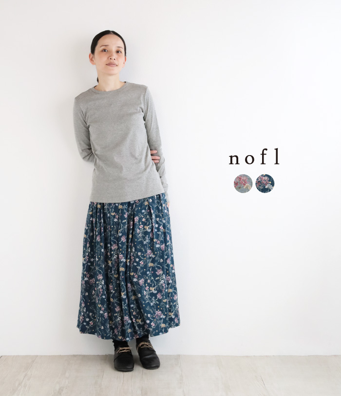 nofl コットンレーヨンウールボタニカルタックスカート