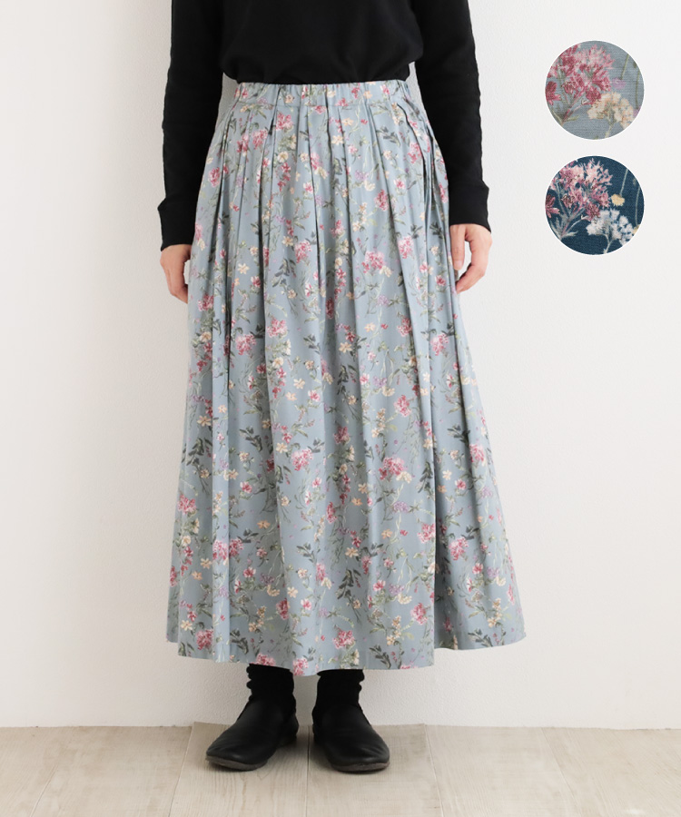 【nofl】コットンレーヨンウールボタニカル
タックスカート