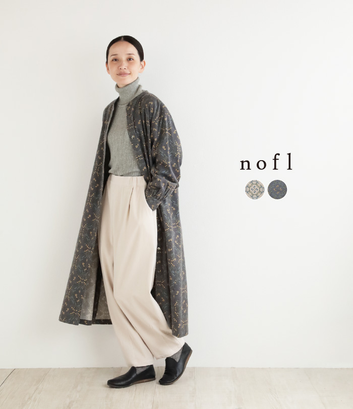 nofl ビエラ起毛サークルフラワー前あきワンピース
