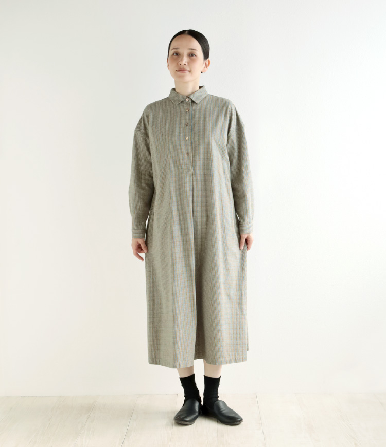 nofl】ビエラチェック襟付きワンピース 644211240 | ナチュラル服通販